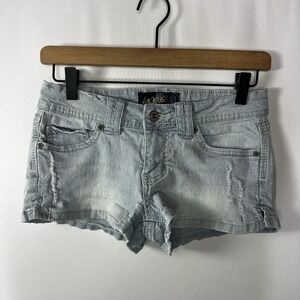 Y2K Angels Short Women Sz 5 Light Wash Denim Low Rise Distressed Cut Off Shorts‎